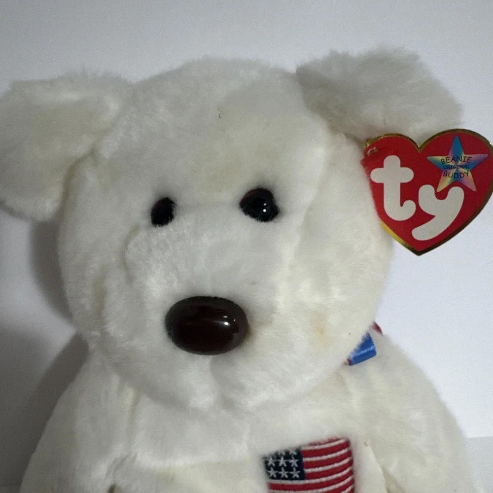 Rare Ty‎ Beanie Buddies Liberty Libearty USA Retired Patriotic Bear 14 